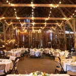 A well-decorated barn wedding.