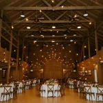 rustic wedding setup in the barn